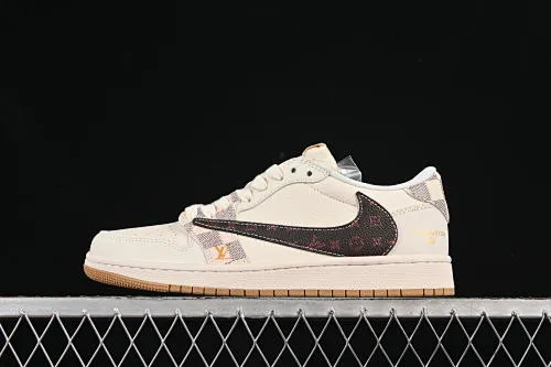 All categories Air Jordan Jordan series basketball shoes Air Jordan 1 Low High-end customized low-top sneakers Travis Scott x Fragment Design x Air Jordan 1 Low OG SP AJ1 Joe 1 LV joint beige checkered low-top cultural casual sneakers XS7089-617
